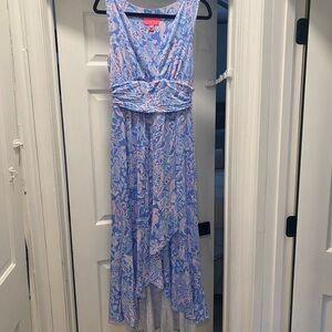 Blue and Pink Sleeveless Dress